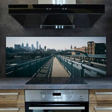 Glass Kitchen Splashback Tile Stove Panel Franklin Bridge Walkway 125x50