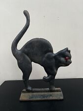 Vintage Wrought Iron Cat Door Stop Cat ‘Scarer’ 12 Ins