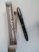Vintage Conway Stewart Boxed Fountain Pen Green Marble 14ct Gold Nib