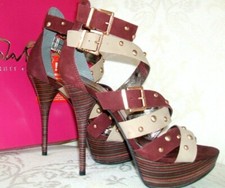 RRP £240 ZANDRA RHODES SIZE 6 IVORY BURGUNDY WINE LEATHER STRAPPY SHOES SANDALS