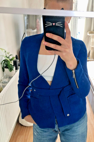 Zara royal blue belted blazer - blue,