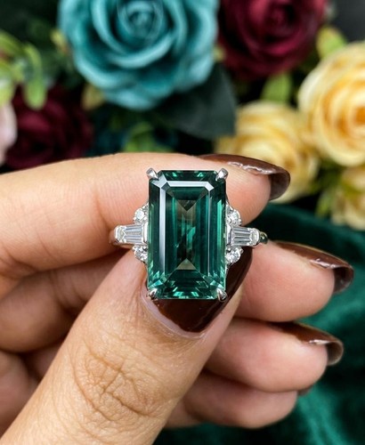Emerald cut teal - teal, sapphire
