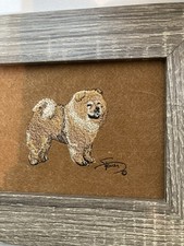 Dog Picture Fabric/felt Type Nice Frame Weight 450g Good Cond Width 26cm H=21cm