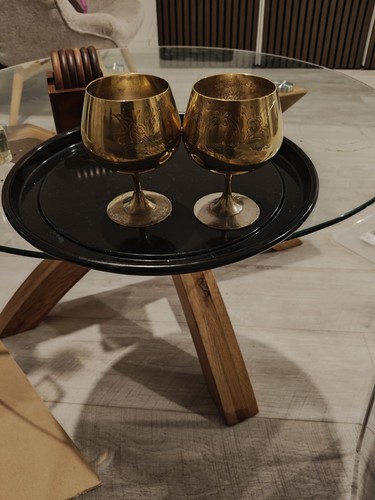 Vintage brass goblets pair - brass,