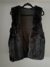 New Look Black Faux Fur Gilet/Body Warmer Sleeveless Jacket - UK 12