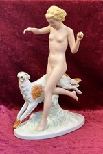 A Wonderful Vintage Royal Dux Figurine. Diana The Huntress With Borzoi. Perfect 