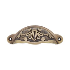 Floral Cup Pull Solid Brass