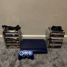 Sony PlayStation 3 Super Slim 500GB Blue Console With 1 Controller And 30 Games