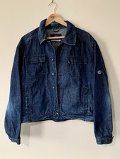 Vintage Henry Lloyd Denim Jacket Large 23” Pit Retro 90s Indigo Blue 