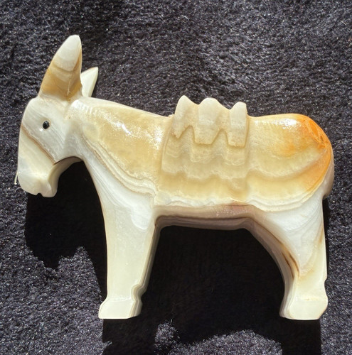 Carved onyx donkey - carved,