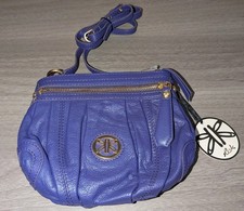 Ri2k Genuine Leather Handbag  crossbody purple zipped 