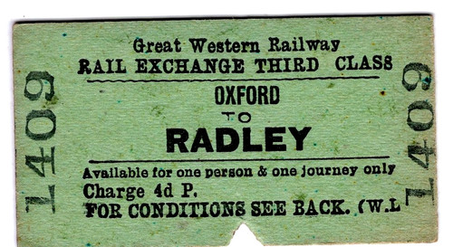 Railway ticket oxford - railway, g.w.r.: