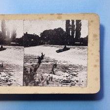 Traditional Boat Stereoview 3D C1880 Real Photo Man In Coracle Shoots Rapids