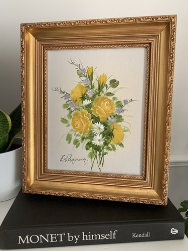 Vintage signed floral - signed, oil