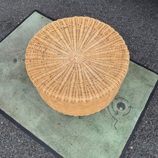 Vintage Ikea 1990's Wicker Rattan Bamboo Foot Stool Ottoman Pouffe Mcm Bohemian