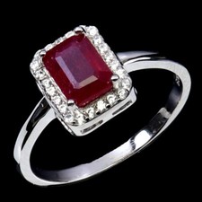 Silver Ring Ruby Genuine