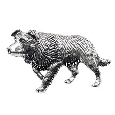 Border Collie Pin Badge Pewter Sheep Dog Family Pet Brooch Hat Lapel Jewellery