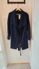 Womens Lauren Ralph Lauren Navy Drape Front Crepe Coat BNWT