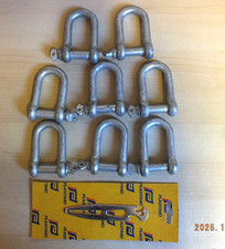 D Shackles  12mm Pin Dip Galvanised Marine Spec Lot of 8 Plus 1 Shackle Key NOS