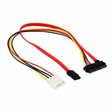 SATA 7+15pin Female to SATA 7Pin Female & Molex IDE 4Pin Power Computer Cable 30