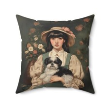 Shitzu dog and a girl portrait