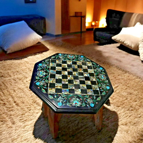 Antique black marble octagon - antique,