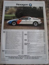 HEXAGON BMW CARS 1980 BMW M1 MID-ENGINE CARS 1987 ADVERT A4 FILE 36