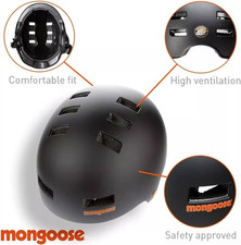 Mongoose Black Hardshell BMX Skate Helmet Large Junior 60-62cm