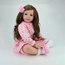 24" Reborn Baby Dolls Silicone Vinyl Handmade Realistic Newborn Girl XMAS Gift