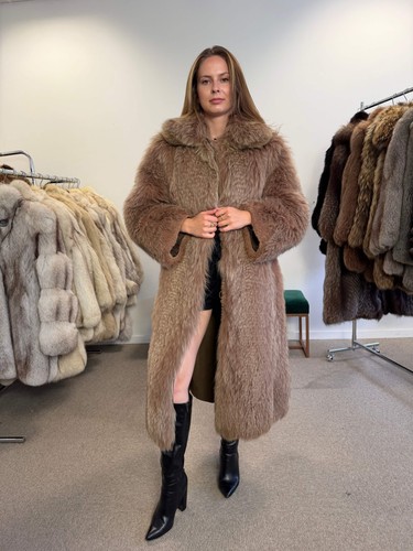 Fox fur coat brown - fur, full