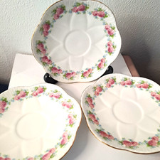 Shelley Late Foley Saucer x 3 Pink Rose Border Patern 8330 c. 1910 England