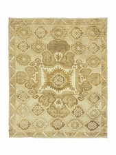Vintage Turkish Oushak Rug 6.3x7.3 ft – Camel Ivory Wool – Modern Calm Decor