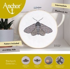 Anchor Blackwork Kit Flower Bee Moth Embroidery Sampler ABW *Discontinued Kits*