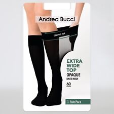 Andrea Bucci Extra Wide Comfort Top Opaque Knee High Socks 60 Denier