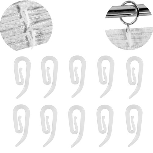 White plastic curtain hooks - curtain,