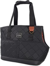 Pet Carrier Handbag Head Out, Quilted Small Pet Sling Shoulder Bag Black-Auction