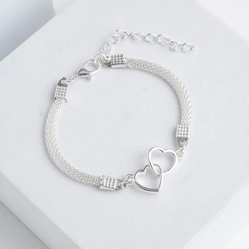Silver ankle bracelet heart - bracelet,