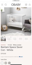 Obaby Bantam Space Saver Cot White with Sprung Mattress