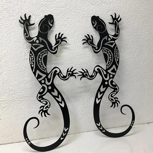 2pc iron gecko - gecko, wall