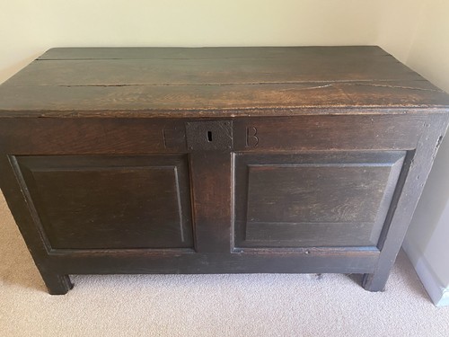 Antique oak coffer trunk - antique,