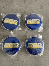 4 X BBS Wheel Centre Cap Alloy Hub Center Caps 68mm Blue / Gold NEW SEALED