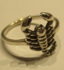 STERLING SILVER  SMALL SCORPION RING STEAMPUNK GOTH SIZE N
