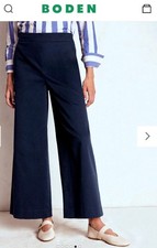 Boden Pull-on Cropped Elasticated Navy Trousers Women Size 20R