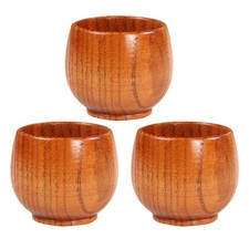 3 Pcs Wooden Tea Cup Small