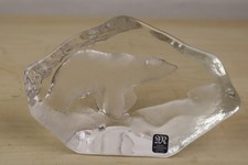MATS JONASSON POLAR BEAR PAPERWEIGHT LEAD CRYSTAL MADE IN SWEDEN SIGNED EXC