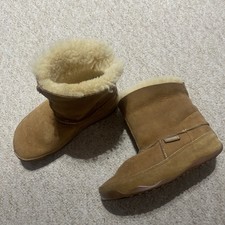 FITFLOP TAN SUEDE LEATHER SHEARLING LINED ANKLE BOOTS UK 4 EU37