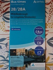 Arriva North East Timetable Routes 28/28B.  From 17th February 2019.