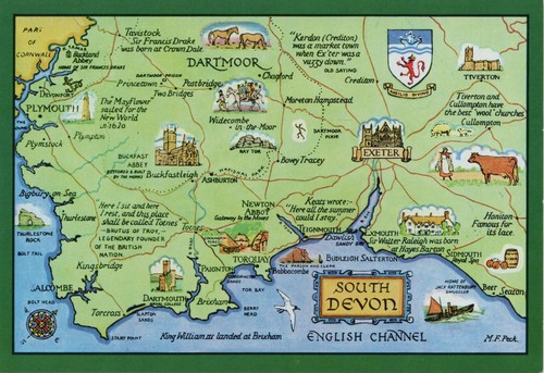 South devon map - south,