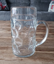 Huge Glass Beer Stein ( Holds 2 Pints or just over a Litre) -8" High Tankard