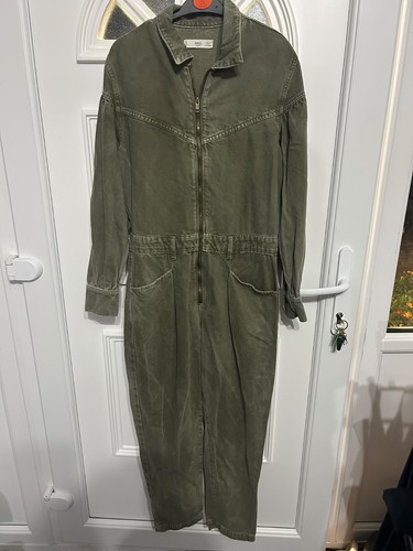 Mango khaki denim jumpsuit - denim,